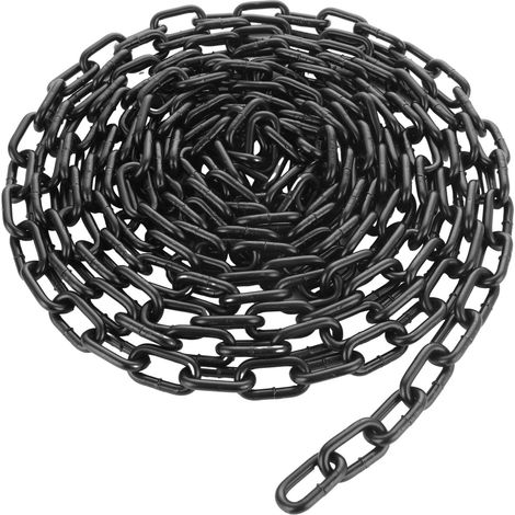 Chaine Acier en Acier au Carbone, Chainette Metal 6 m φ6 mm, Chaîne de Clôture pour Chaises Hamacs, Clôtures, Hamacs (Noir) (1/5)