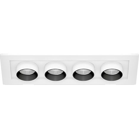 Mini spot LED rectangulaire Oxo Beneito & Faure, 24W, 4 lumières, blanc mat, interrupteur CCT 2700/3200/4000K, orientable 355°, faisceau 35°