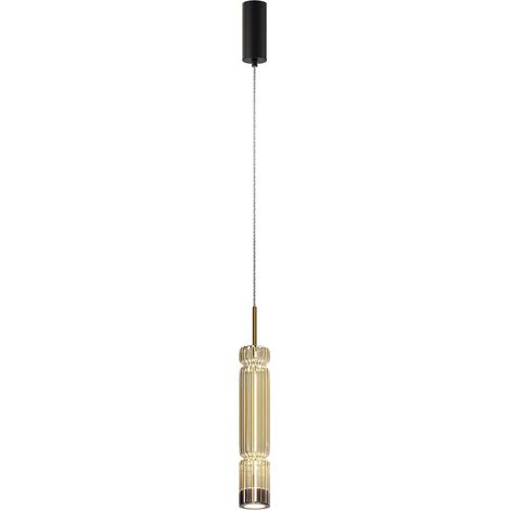 Maytoni Ordo Plafonnier moderne à suspension fine, noir, 3 000 K, 920 lm, abat-jour cognac