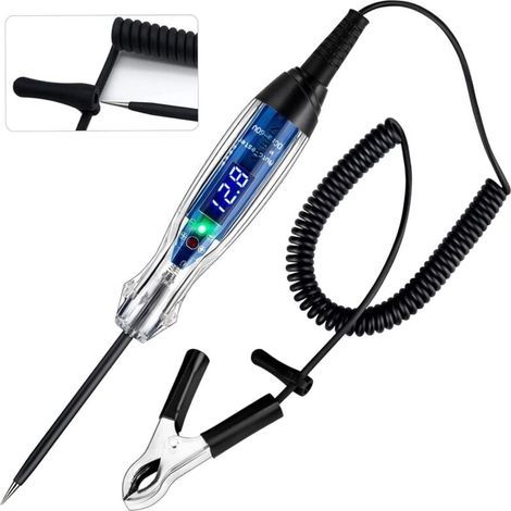 Lampe témoin automobile DC 3-60V, testeur de circuit LED numérique, testeur d'éclairage robuste avec voltmètre, testeur de tension bidirectionnel automatique, stylo testeur. (1/4)