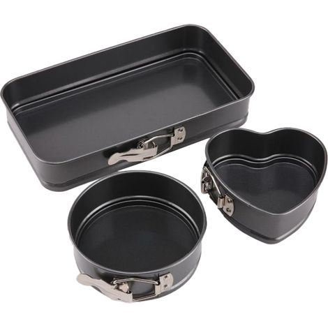 Mini moule à charnière antiadhésif avec fond amovible, 3 petits moules à gâteaux (1/5)