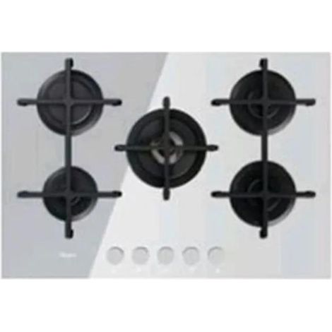 Whirlpool – Cuisinière à gaz 5 foyers 730 mm – Brûleur extra-large 4800 W – Allumage électronique – Supports en fonte pour stabilité