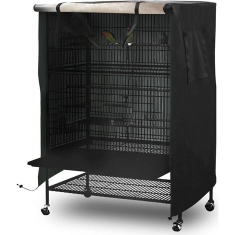 Housse de Protection Grande Taille pour Cage à Oiseaux 130x96x59cm Résistant Intempéries 600D Anti-UV Noir Universel (1/3)