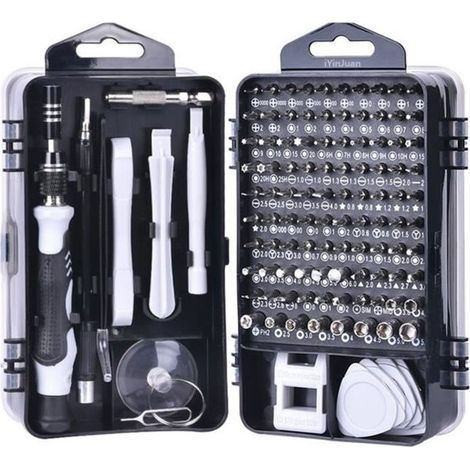 115 en 1 Set Précision Tournevis Kit Reparation Smartphone Tool Pour Telephone, Laptop, Lunettes, Montre Jouets Bijoux(Gris) (1/4)