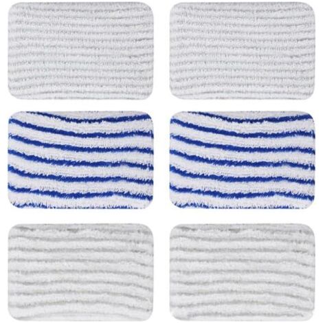 Pair 6 Pièces Clean and Steam Lingette, Clean and Steam Accessoires, Serpillere Balai Vapeur pour Rowenta Clean & Steam ZR850002 ZR005801 ZR005804 (Gris et Bleu) (1/5)