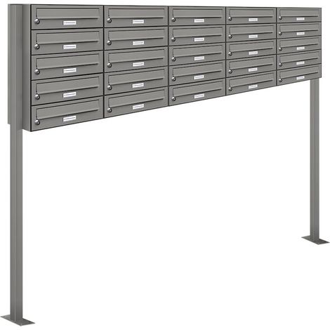25er Premium Standbriefkasten RAL 9007 freistehend Postkasten Ständer 5x5 (1/5)