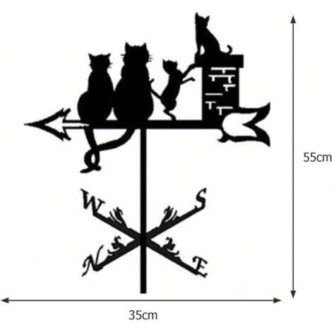 Green Mobility-Girouette en métal pour maison de chat , support pour girouette extérieure, décoration faite main pour jardin ou cour de ferme. Pavillon de jardin. (1/4)