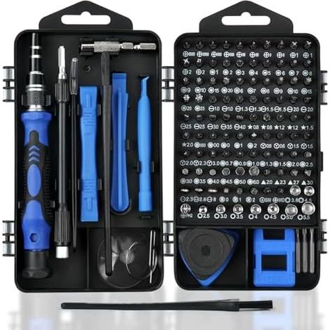124 en 1 Kit Tournevis de Précision,Bleu Ensemble d'outils pièces Mini Caisse à Outil Complete la maison pour modèles DIY Smartphones iPads Tablettes Electronique Bleu - (1/5)