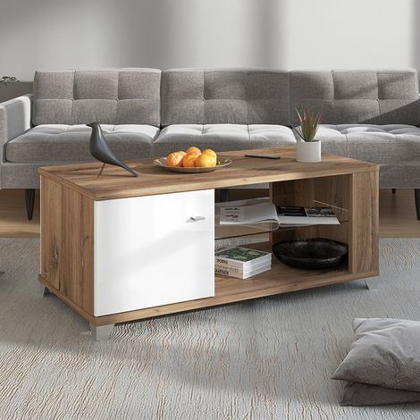 Couchtisch Treiso, 3 Fächer, mit Füßen, rechteckig, 118x60x48,5h cm, Nussbaum Braun (1/5)