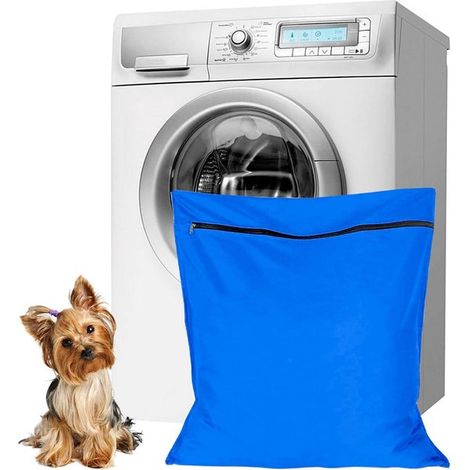 Sacchetto per il bucato degli animali domestici in twill di poliestere, 70x80 cm, per evitare l'accumulo di peli, blu. (1/5)