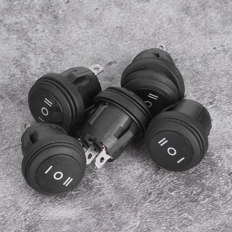 5 Stück 3-Positionen-Wippschalter EIN/AUS/EIN, schwarz, rund, 3-polig, 10 A/125 V, 6 A/250 V (1/5)