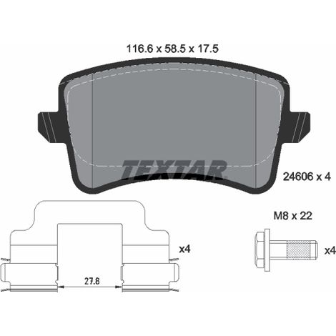 Kit de plaquettes de frein, frein à disque Textar 2460601 AUDI 8K0098601H