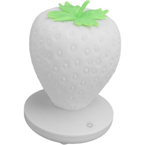 Veilleuse Mignonne en Forme de Fraise, Lampe de Chevet LED Rechargeable par USB en Silicone Souple pour Chambre D'enfant, 4 Heures de Charge Complète pour 8 à 12 Heures D'éclairage (Blanc (1/5)