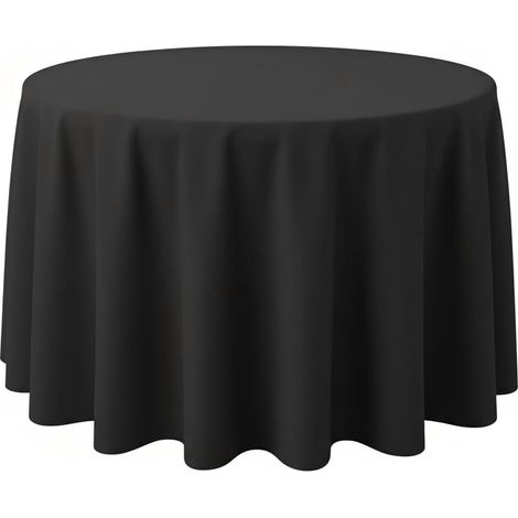 Nappe ronde en polyester diamètre 200 cm lavable et anti taches pour table à manger pique nique camping mariage fête et utilisation intérieure ou extérieure couleur noire (1/5)
