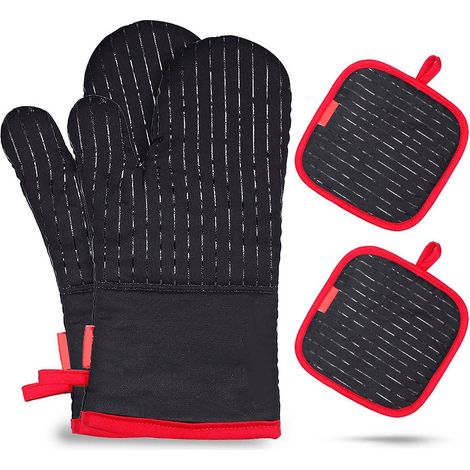 Ofenhandschuhe aus Baumwolle und Silikon, hitzebeständig, rutschfest, Grillhandschuhe, Küchenhandschuhe, Topflappen 1 (1/5)