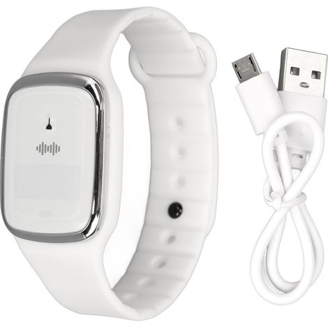 Montre Anti-Moustiques Ultrasonique, Recharge Rapide USB, 3 Modes, Fonction Horloge, Bracelet Réglable pour Adultes et Enfants - Blanc (1/5)