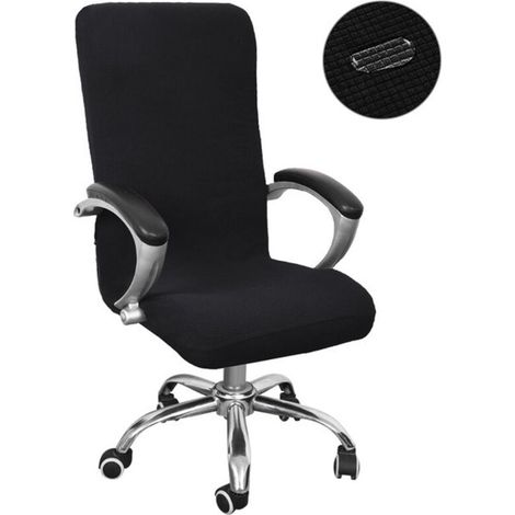 Stretch microfiber chair cover – Size M, machine washable, perfect elastic fit for office, black