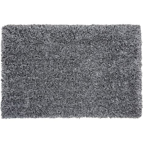 Alfombra peluda blanca de pelo largo 140 x 200 cm rectangular con mechones de algodón Cide (1/5)