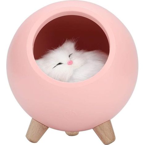 Lampe de table pour chat pour animaux de compagnie, jolie veilleuse pour chat, petite maison pour animaux de compagnie, double alimentation, chargement USB, lampe de nuit à LED, rose (1/5)