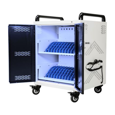 Tabletwagen für 24 Endgeräte - mit antibakteriellem UV-C-Licht - Safecart 24 (1/5)