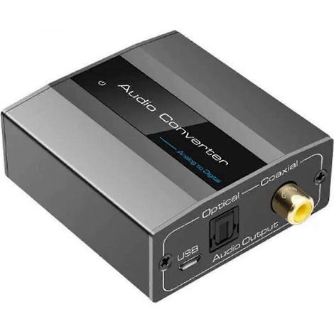 Convertisseur analogique-numérique vers optique avec câble optique, adaptateur numérique Toslink et coaxial (1/5)