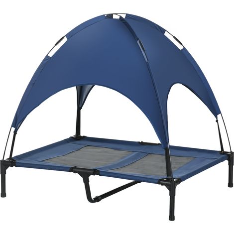 Panier chien auvent pliable surélevé bleu noir