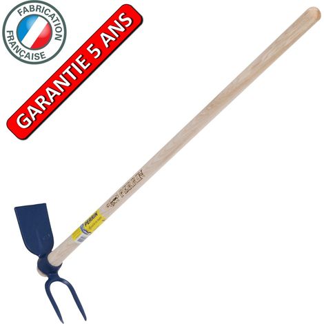 OUTILS PERRIN Serfouette forgée panne et fourche de 26 cm manche 1,30 m, pour le jardin et le potager