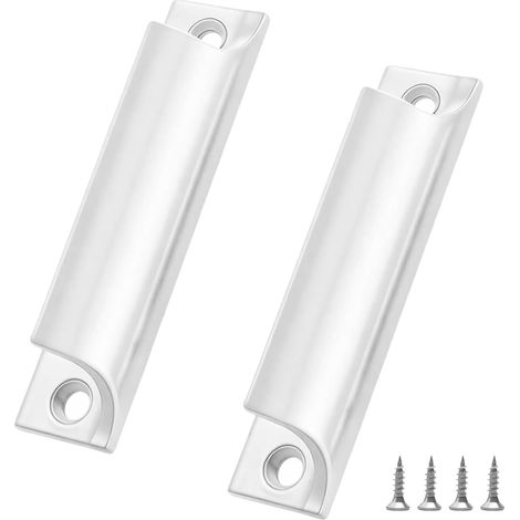 2 Pièces Poignet de Porte Exterieur 90 mm, Courbé Poignée Portes Balcon Blanc, Alliage D'aluminium Poignee Porte Coulissante, avec 4 Vis, pour Portes, Fenêtres, Armoires, Tiroirs (1/5)