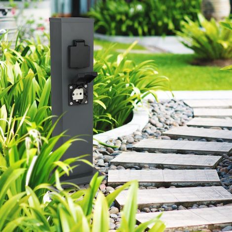 Garten Steckdosensäule für außen - Farbe: Anthrazit - Ausführung: 4 Steckdosen (1/5)