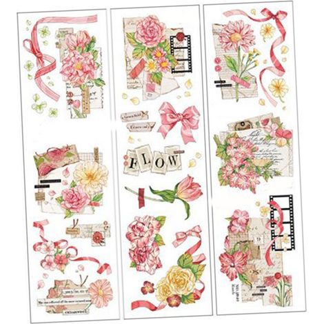 feuilles de ruban adhésif décoratif transparent à motifs pour agenda, album photo et autres projets DIY. (1/5)