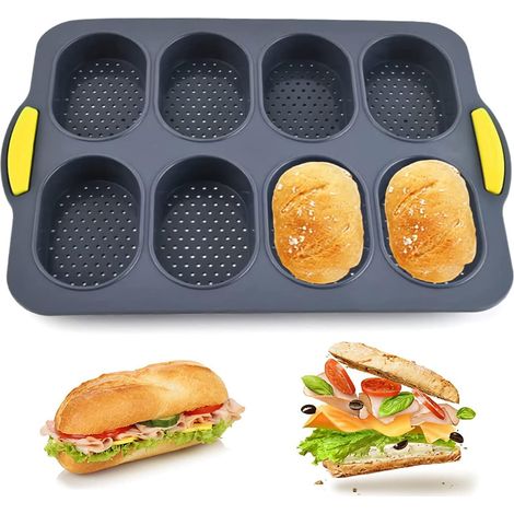 Moule À Pain En Silicone - Moule À Baguette Mini 8 Emplacements - Antiadhésif Résistant À La Chaleur - Pour Four Micro-ondes Lave-vaisselle Congélateur - 1 Pièce (1/5)