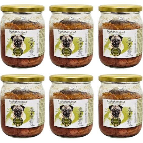 6 ragú de pavo de 400 g  comida cocinada para perros  intolerancias alimentarias  receta monoproteica  Schlemmermaul