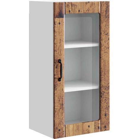 Maison Exclusive - Mobile in vetro da parete PORTO Legno vecchio 40 x 31 x 80 cm