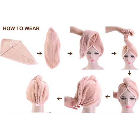 Lot de 2 lingettes en microfibre pour séchage rapide des cheveux, couleur marron. (1/4)