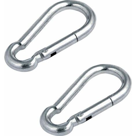 Mousquetons en acier inoxydable – Lot de 2, diamètre 10 mm, longueur 100 mm, pour escalade et sécurité professionnelle