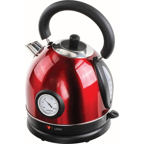 Bouilloire électrique avec thermomètre sans fil rouge - 1,8L - 1800W DOD157