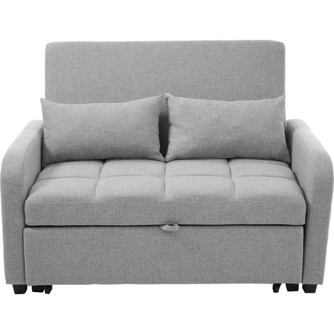 Canapé-lit 180x110 Cm Transformable En Assise, Tissu Coton-lin Gris Antique, Mousse Haute Densité (1/5)