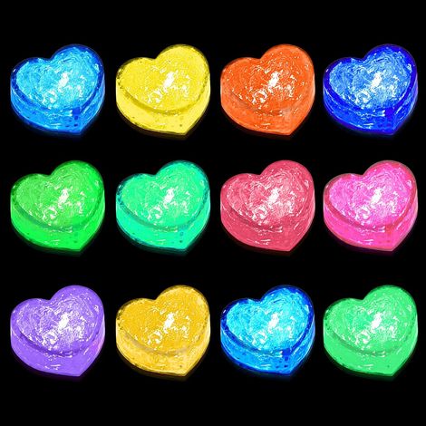 12 Pack Water Activated Heart Shaped Light Up Bath Toys LED Sensory Toy Color Changing Floating Sensory Toys PS Material Water Toys for Kids Bathtub (1/5)