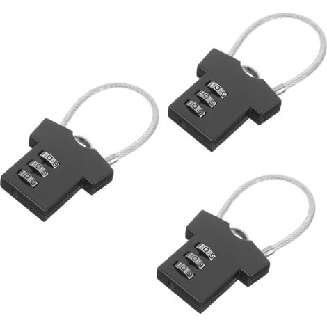 Juego de 3 candados de combinación para taquillas, equipaje, puertas de seguridad familiar, candados codificados, candados de zinc, color negro. (1/5)