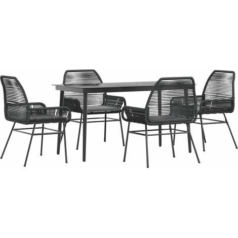 Maison Exclusive - Set da Pranzo da Giardino con Cuscini 5 pz Polyrattan Vetro (1/5)