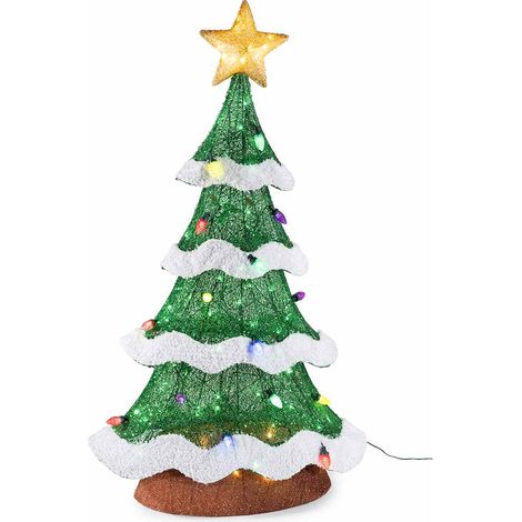 Alberi di Natale con anima in metallo con luci LED. Luminaria di Natale per vetrina, allestimenti festivi e ingressi scenografici, cm 70 x 30 x 120 H