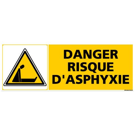 Panneau DANGER RISQUE D'ASPHYXIE (C0376) - Plastique PVC 1,5 mm - 210 x 75 mm