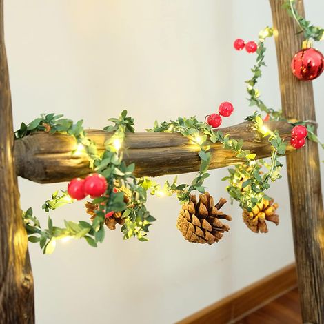 2M Guirlande de Noël Lumineuse, Ornement Pommes de Pin avec 20 Lumières LED Décorations de Noël pour Intérieur Extérieur, Fenêtre, Noël (1/5)