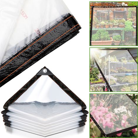 Transparente Plane mit Ösen, wasserdichte Outdoor-Schutzplane für Gewächshaus Gartenmöbel (2x3m)