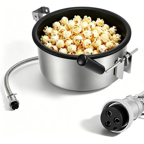 Accessoire pour machine à pop-corn à air chaud, pot à pop-corn avec 3 trous de 15 mm, poêle anti-écorchure universelle, poêle électrique à manivelle facile à nettoyer pour maïs et collations (Ø 210 mm