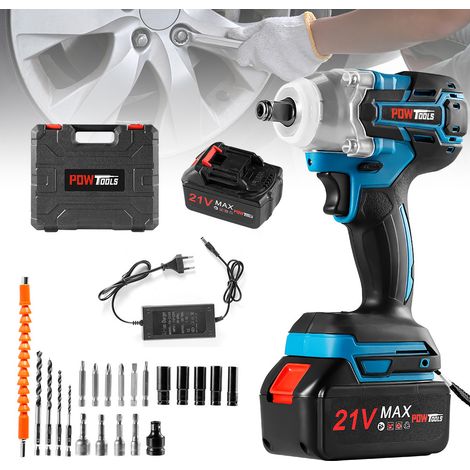 Clé à chocs sans fil Brushless POWTOOLS avec deux 3.0 Ah batteries , 550 Nm, 5 Douilles à Chocs (1/5)