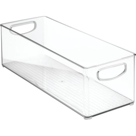 Schrank-/Küchenaufbewahrungsbox, extra großer Kunststoff-Kühlschrankbehälter, längliche Box, transparent, 41 cm x 15 cm x 12,5 cm