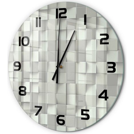 Horloge Murale Ronde Style Artistique Verre Trempé Silencieuse Maison Arrière-plan géométrique fi 60 cm (1/5)