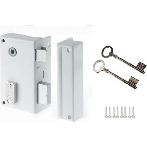 Serrure en applique verticale a fouillot Droite - YALE - YAV37D - Blanc - 2 Clés fournies - Grille et Portail (1/5)