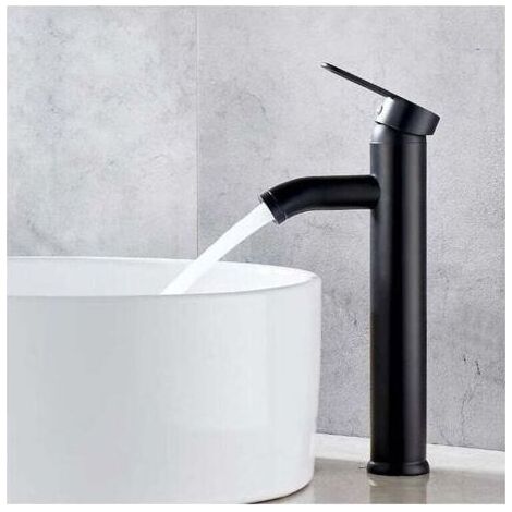Robinet Lavabo,Salle Bain avec Haut Mitigeur Lavabo pour Lavabo ou Vasque de Salle Bain, Chaude et Froide Réglable de Mitigeur Lavabo(le noir) (1/3)